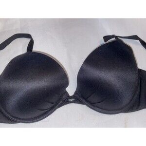 Victoria's Secret Fabulous By Victoria Bra Size 38D Black Push up Plunge Satin